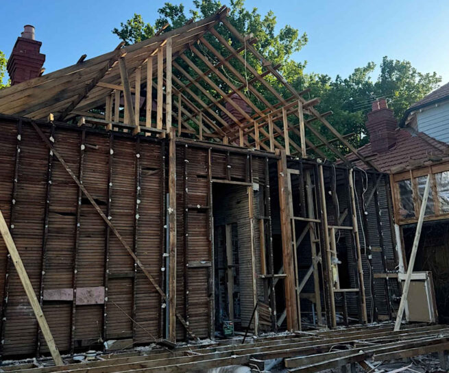 A partial house demolition in East Malvern.